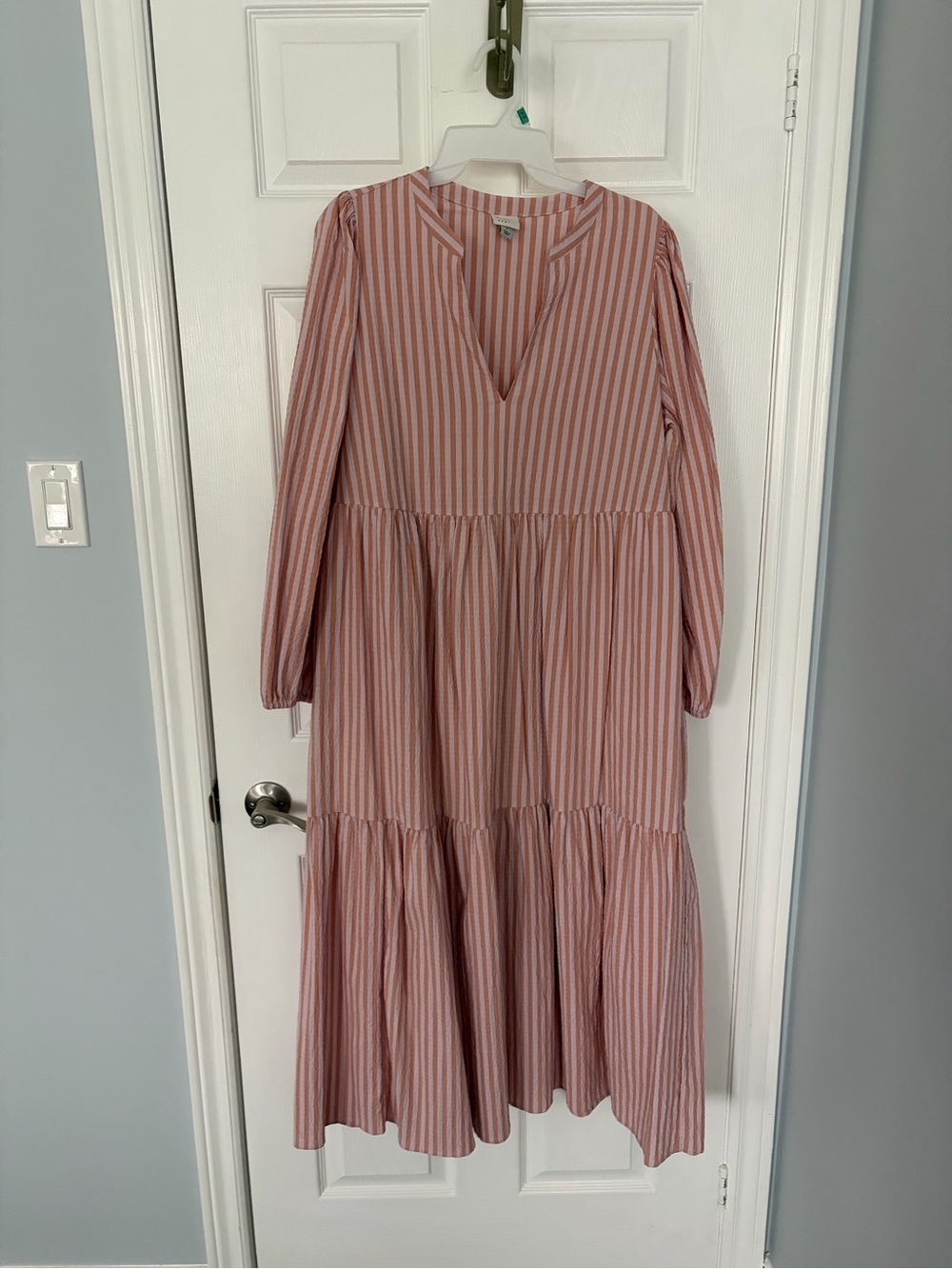a new day Pink and White Striped Tiered Maxi Dress